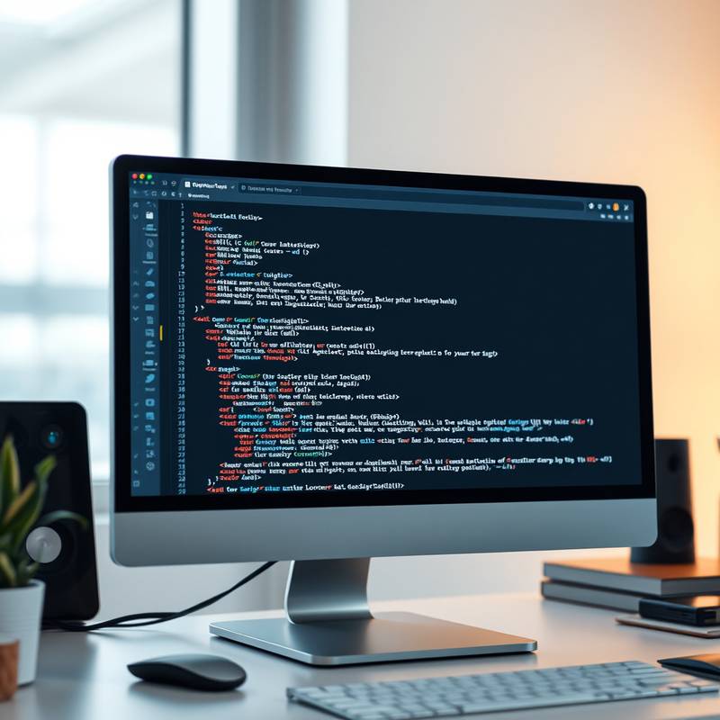 Imagen del curso de Desarrollo Web mostrando código HTML, CSS y JavaScript en un monitor.